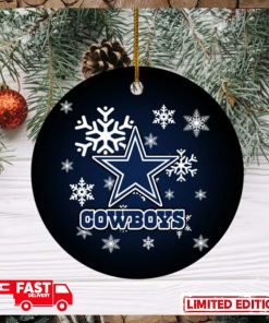 Dallas Cowboys Christmas Merry Christmas Snowflakes Pattern Circle Ornament