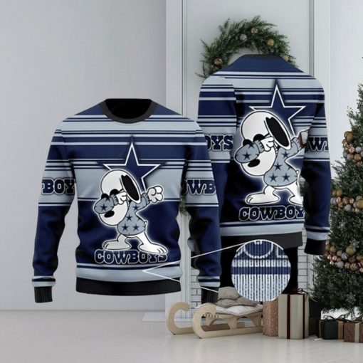 Dallas Cowboys Dabbing Snoopy Ugly Christmas Sweater 3D Printed Men And Women Holiday Gift Holiday