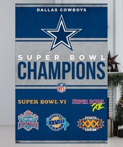 Dallas Cowboys Five Time Nfl Super Bowl Champions Commemorative Wall Poster