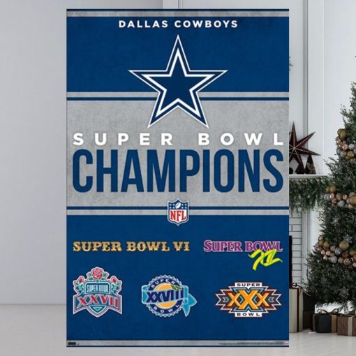 Dallas Cowboys Five Time Nfl Super Bowl Champions Commemorative Wall Poster