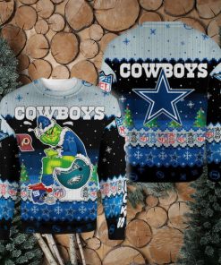 Dallas Cowboys Funny Grinch Knitted Christmas 3D Sweater For Fans