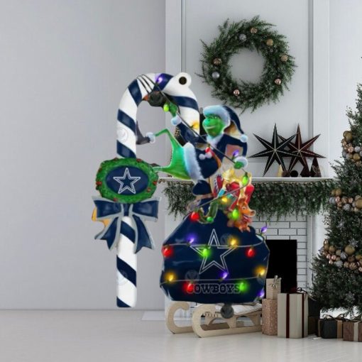 Dallas Cowboys Grinch Candy Cane Christmas Ornament