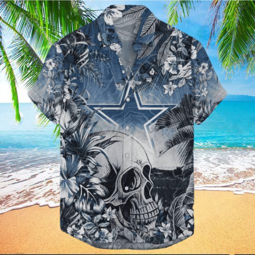 Dallas Cowboys Hawaiian Shirt Skull Tropical Flower Pattern All Over Print