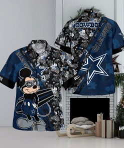 Dallas Cowboys Mickey Mouse Floral Short Sleeve Hawaii Shirt