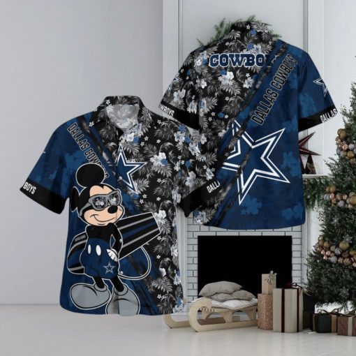 Dallas Cowboys Mickey Mouse Floral Short Sleeve Hawaii Shirt