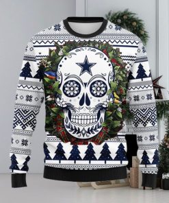 Dallas Cowboys Skull Flower Ugly Christmas Ugly Sweater