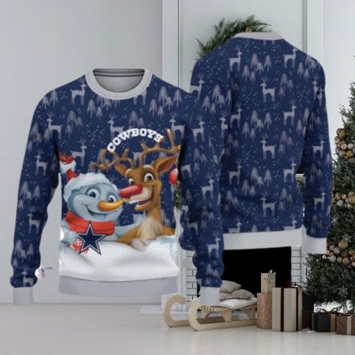 Dallas Cowboys Snowman Reindeer Ugly Christmas Sweater 3D Gift For Fans