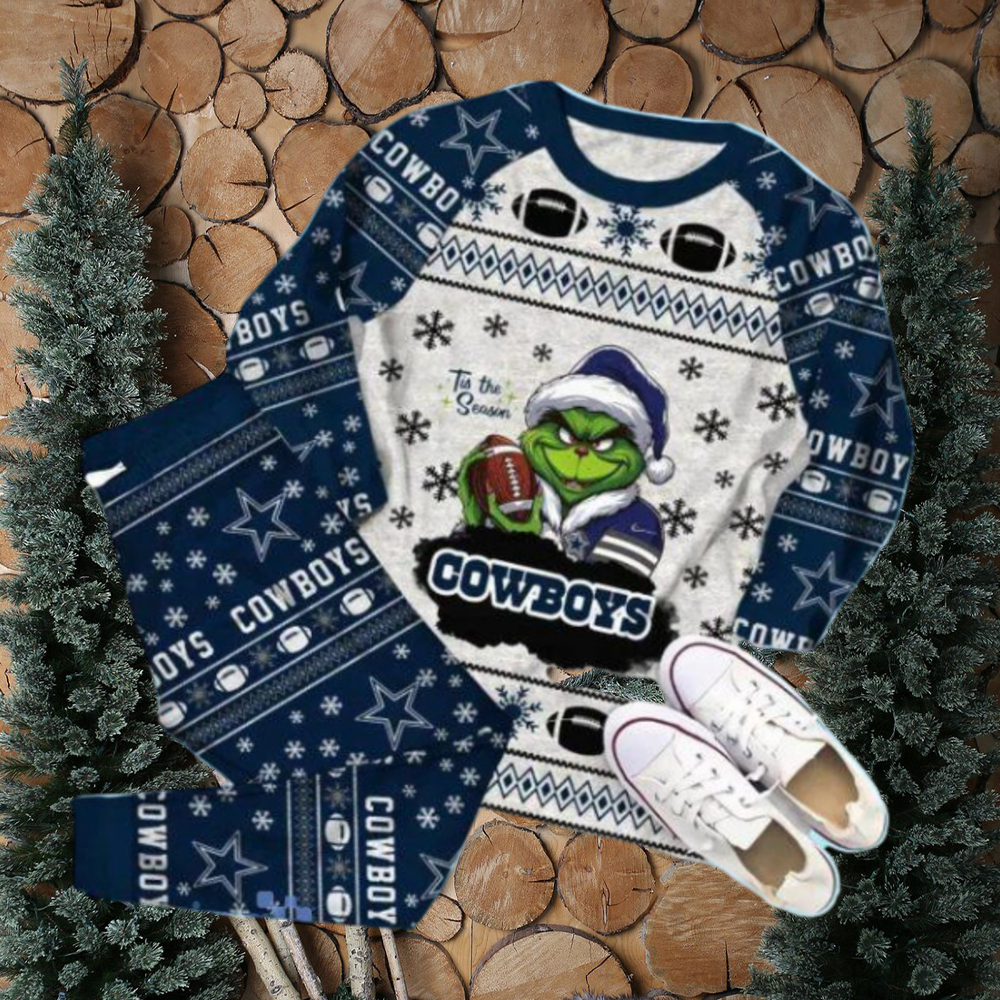 Dallas Cowboys Tis The Season Grinch Pajamas Set - Banantees