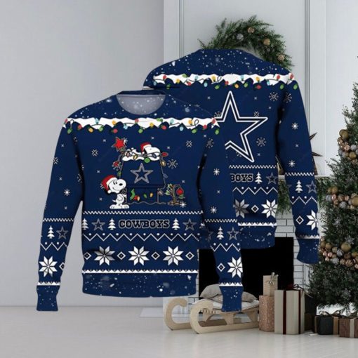 Dallas Cowboys Ugly Sweater Snoopy Night Ugly Christmas Sweater 3D Printed Men And Women Holiday Gift