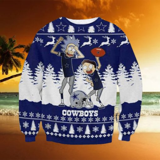 Dallas Cowboys X Rick Morty 2023 Ugly Christmas Sweater