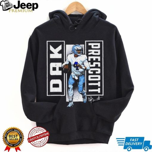 Dallas Cowboys football Dak Prescott 4 player action pose signature draw shirt