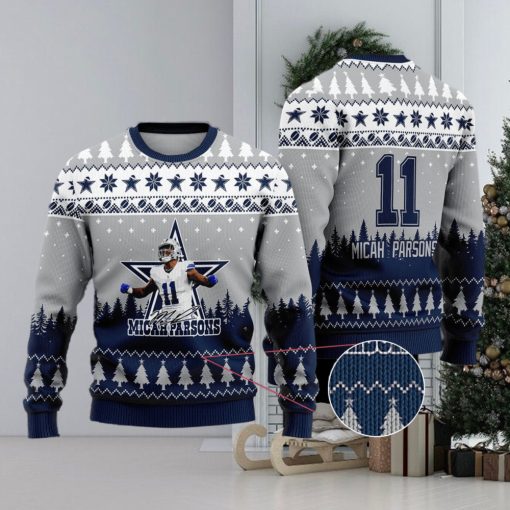 Dallas Cowboys – Micah Parsons #11 Custom Name And Number Ugly Christmas Sweater