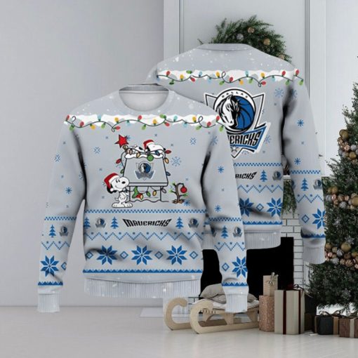 Dallas Mavericks Snoopy Christmas Light Woodstock Snoopy Ugly Christmas Sweater 3D Printed Men And Women Holiday Gift