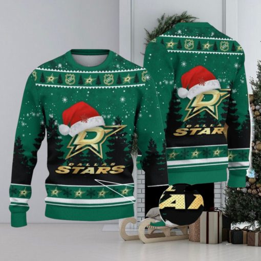 Dallas Stars Logo Wearing Santa Hat Christmas Gift Ugly Christmas Sweater Christmas Gift Ideas