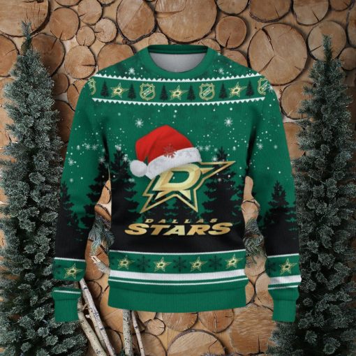 Dallas Stars Ugly Christmas Sweater Tree Santa Hat Car For Fans Gift Familys Holidays