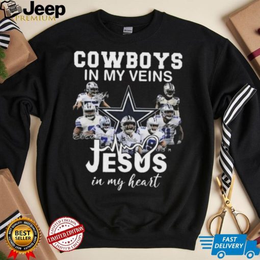 Dallas cowboys in my veins Cowboys in my veins Jesus in my heart signature photo design t shirt