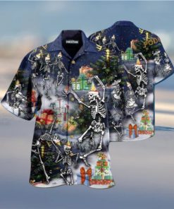 Dancing Skull Holiday Hawaiian Shirt, Mens Christmas Shirt