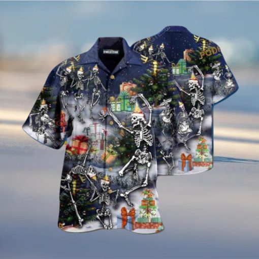 Dancing Skull Holiday Hawaiian Shirt, Mens Christmas Shirt