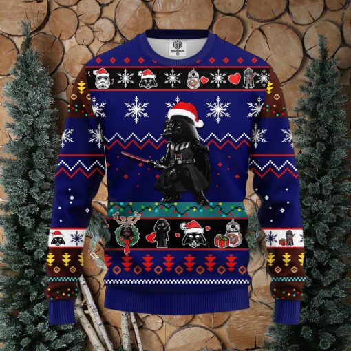 Darth Vader Blue 1 Thanksgiving Women Mens Ugly Christmas Sweater