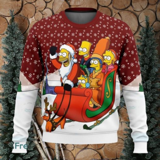 Dashing Through The Snow The Simpsons Ugly Christmas Sweaters 3D Super Hot