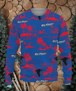 DePaul Blue Demons Aloha Hawaii Beach Knitted Xmas 3D Sweater Gift Holidays