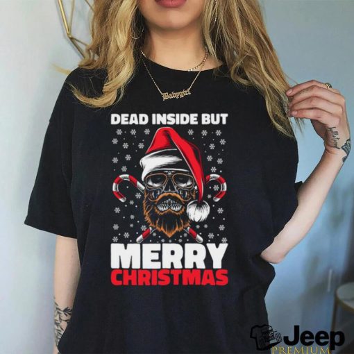 Dead Inside But Merry Christmas Skeleton Xmas Hipster Skull Santa Claus Unisex shirt