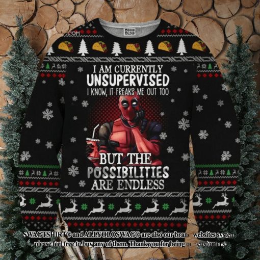 Deadpool Unsupervised Knitting Pattern Ugly Christmas Sweater