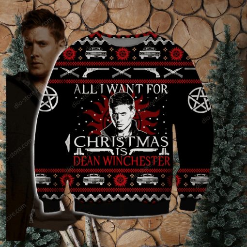 Dean Winchester Knitting Pattern 3D Print Ugly Christmas Sweater Perfect Holiday Gift