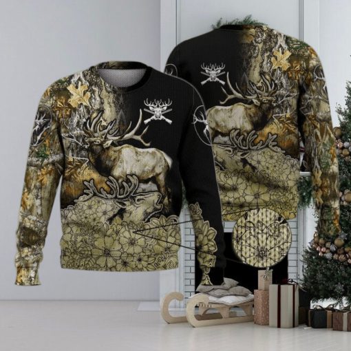 Deer Flower 3D Full Print Ugly Sweater Christmas Gift Sweater