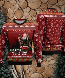 Deer Hunter And Santa Claus Ugly Christmas Sweater Funny Gift For Men And Women Family Holidays