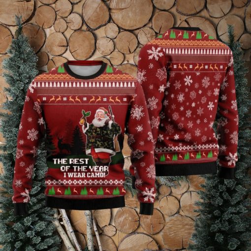 Deer Hunter And Santa Claus Ugly Christmas Sweater Funny Gift For Men And Women Family Holidays