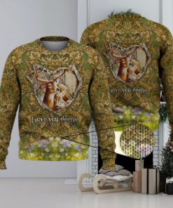 Deer Hunting I Love You Deerly 3D Full Print Ugly Sweater Christmas Gift Sweater