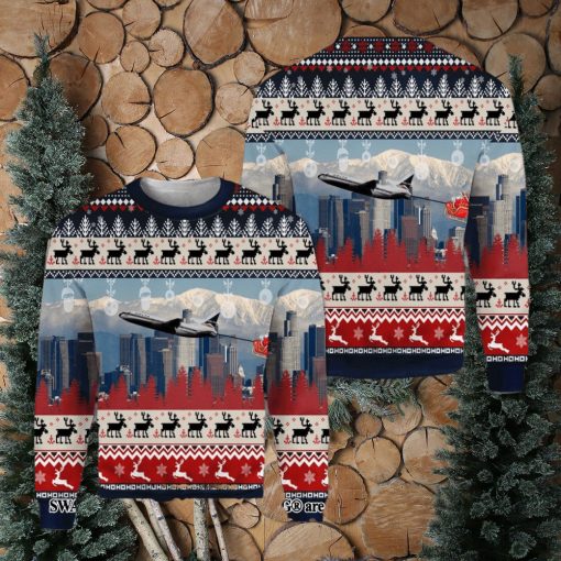 Delta Air Lines Lockheed L 1011 500 With Santa Over Los Angeles Christmas Knitting Pattern 3D Print Ugly Sweater