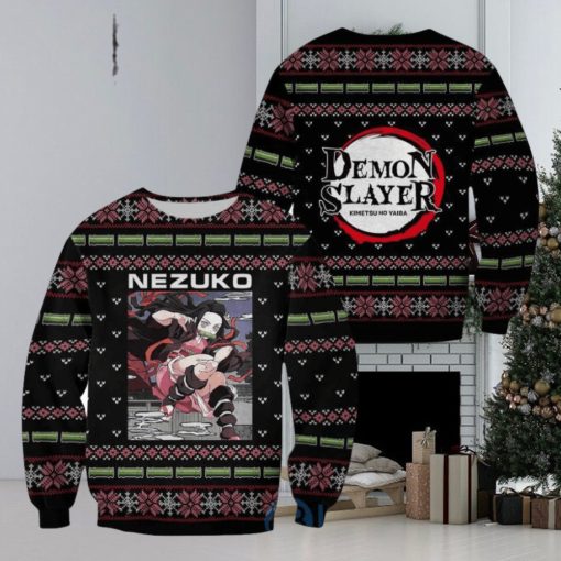 Demon Slayer Anime Nezuko Kamado Knitting Christmas All Over Printed 3D Shirt