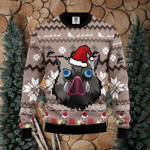 Demon Slayer Kimetsu No Yaiba Hashibira Inosuke Thanksgiving Women Mens Ugly Christmas Sweater