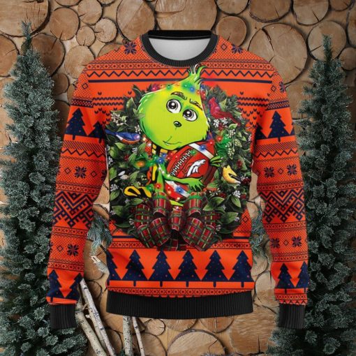 Denver Brocos Grinch Hug Christmas Ugly Sweater