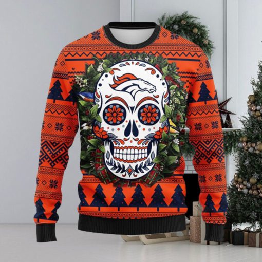 Denver Brocos Skull Flower Ugly Christmas Ugly Sweater