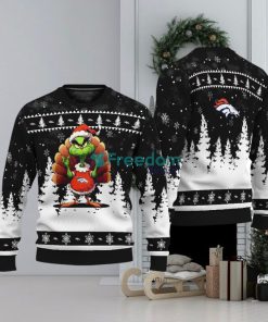 Denver Broncos Black Grinch Turkey Disguise Thankgiving Ugly Christmas Sweater Gift Holidays