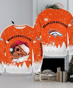 Denver Broncos Christmas Skull Poinsettia Halloween Ugly Sweater For Men And Women Gift Christmas