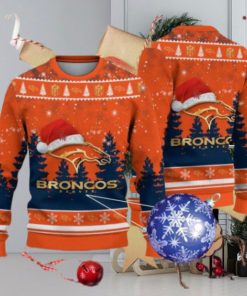 Denver Broncos Logo Golden Fans Santa Hat Tree Ugly Christmas Sweater