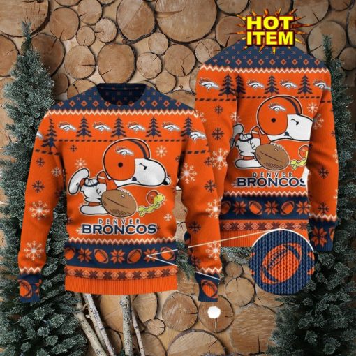 Denver Broncos Logos American Football Snoopy Dog Ugly Christmas Sweater Funny Christmas Gift For Sport Fans