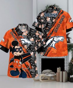 Denver Broncos Mickey Mouse Floral Short Sleeve Hawaii Shirt