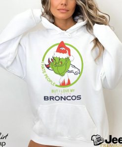 Denver Broncos NFL Christmas Grinch Shirt I Hate People But I Love My Denver Broncos