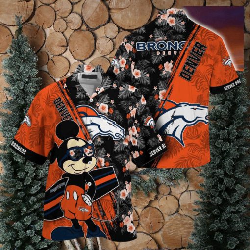 Denver Broncos NFL Summer Hawaii Shirt Mickey And Floral Pattern For Sports Fans