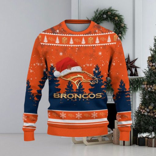 Denver Broncos Ugly Christmas Sweater Tree Santa Hat Car For Fans Gift Familys Holidays