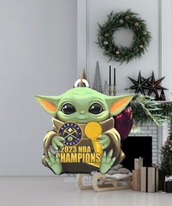 Denver Nuggets NBA Finals Champions 2023 Logo Tree Decorations Baby Yoda Hug Star Wars Ornament