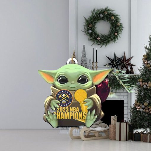 Denver Nuggets NBA Finals Champions 2023 Logo Tree Decorations Baby Yoda Hug Star Wars Ornament