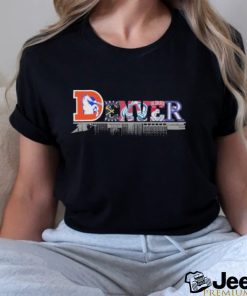 Denver sports teams Broncos, Nuggets, Avalanche and Rockies center shirt