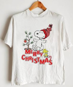 Design Snoopy And Woodstock Hat Santa Tree Merry Christmas Shirt