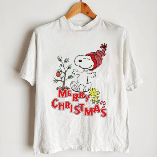 Design Snoopy And Woodstock Hat Santa Tree Merry Christmas Shirt